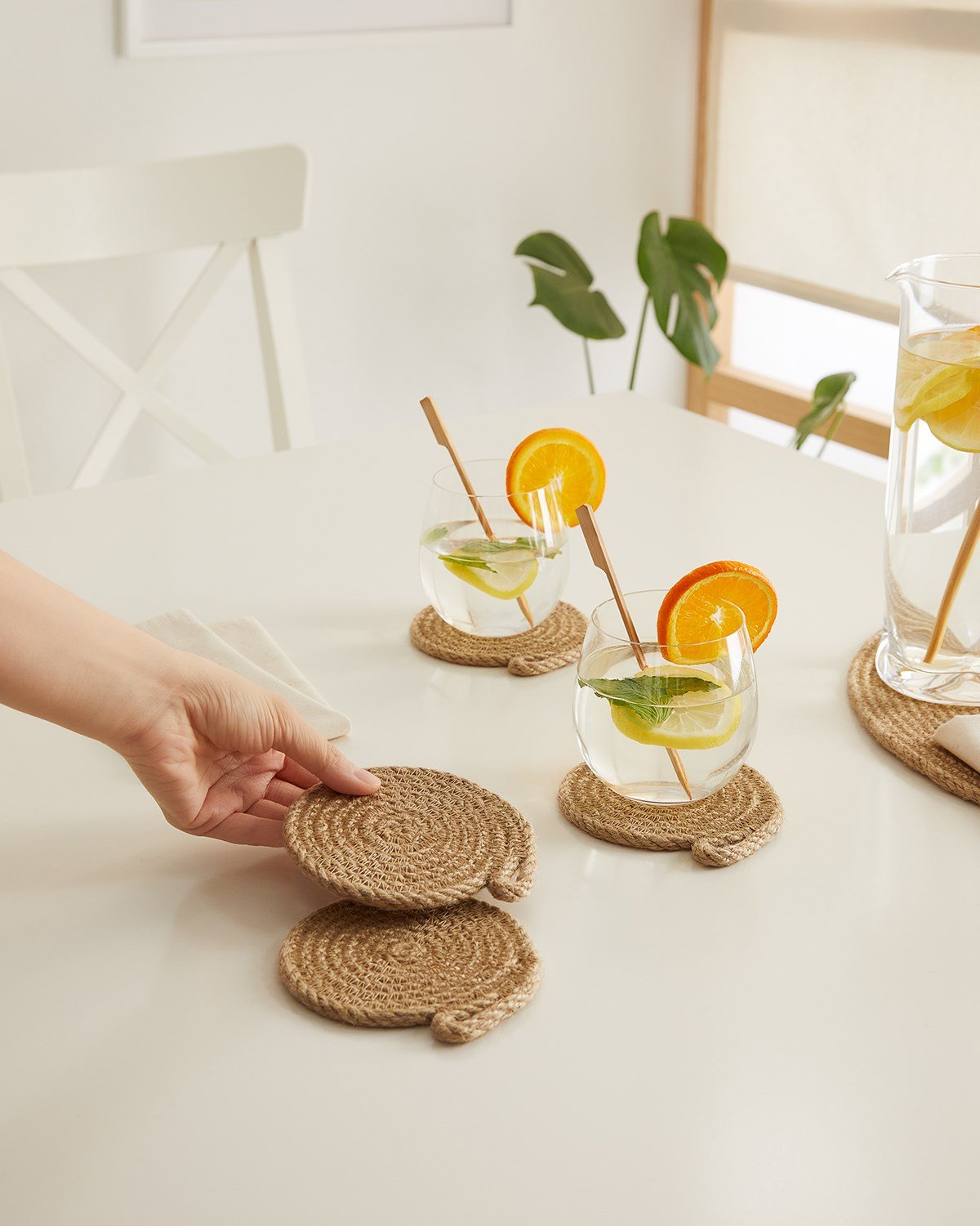 Ocean Home 4'lü Jüt Halat Bardak Altlığı