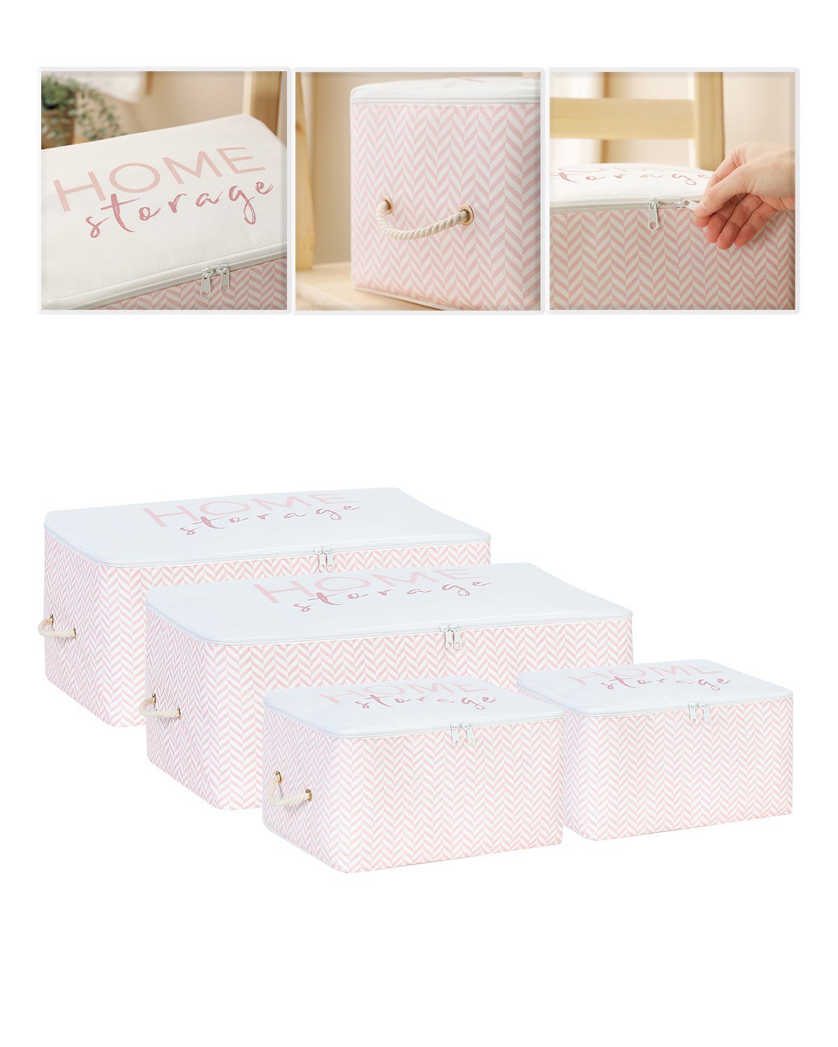 Ocean Home 4'lü Pembe Desenli Kumaş Hurç Set
