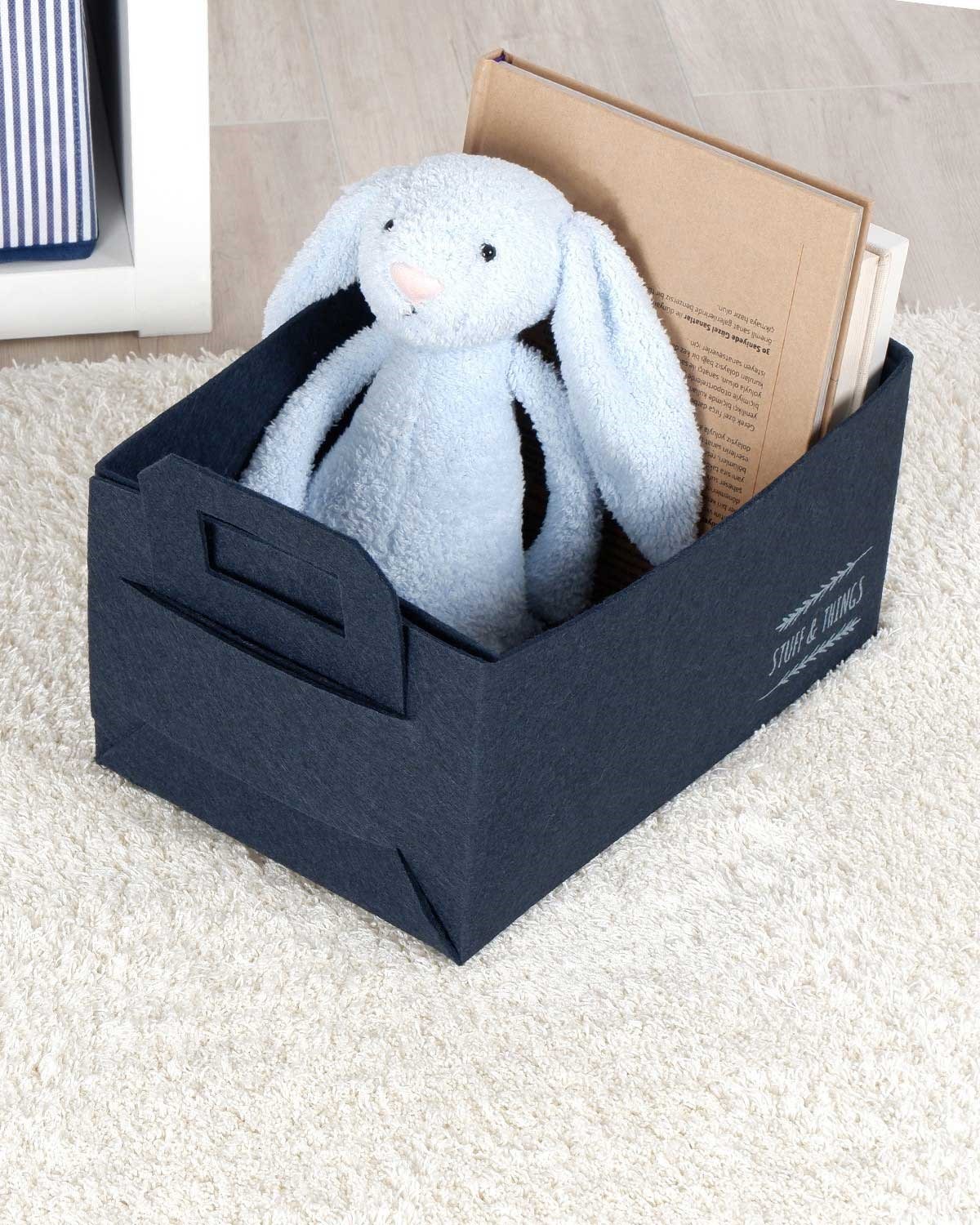 OCEAN HOME Lacivert Keçe Sepet // 30x20x15
