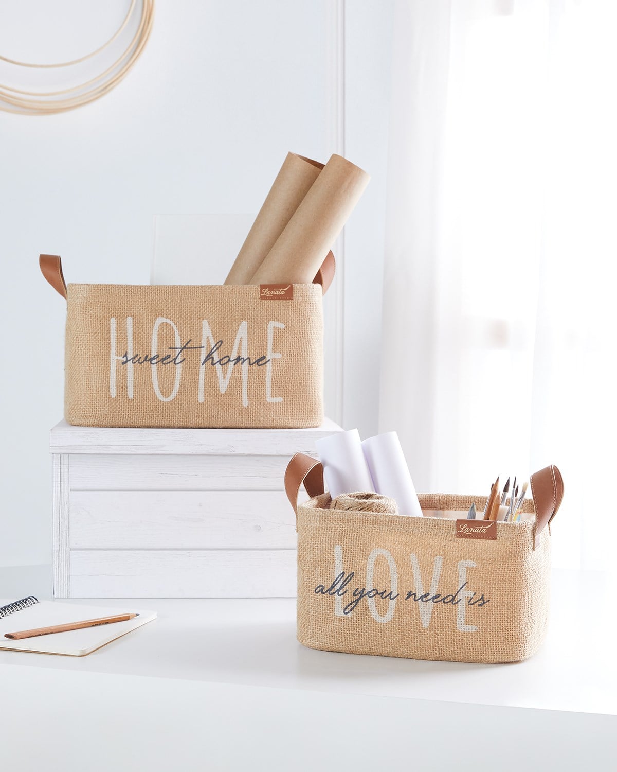 OCEAN HOME Lanata 2'li Astarlı Jüt Sepet