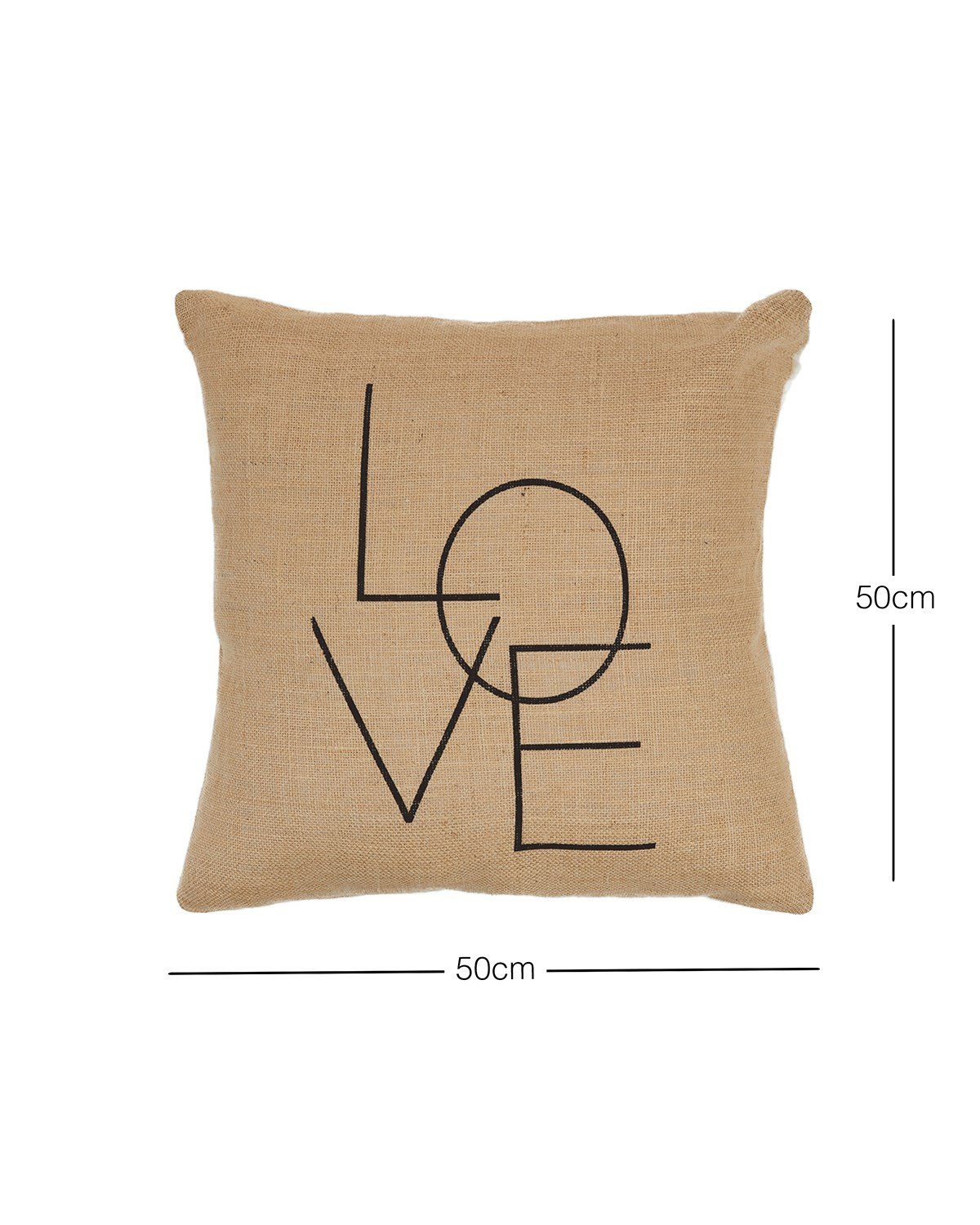 Ocean Home Love Baskılı Naturel Jüt Kırlent Kılıfı // 50x50