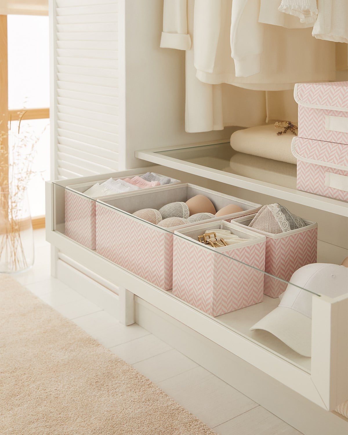 Ocean Home Pembe Desenli Kumaş Çekmece İçi Organizer Set