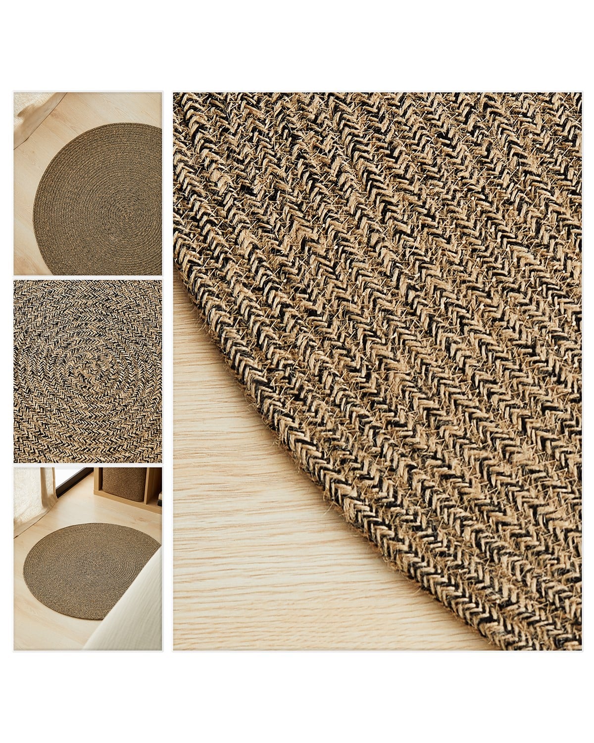 Ocean Home Siyah Kırçıllı Jüt Halı Kilim 80 Cm Çap