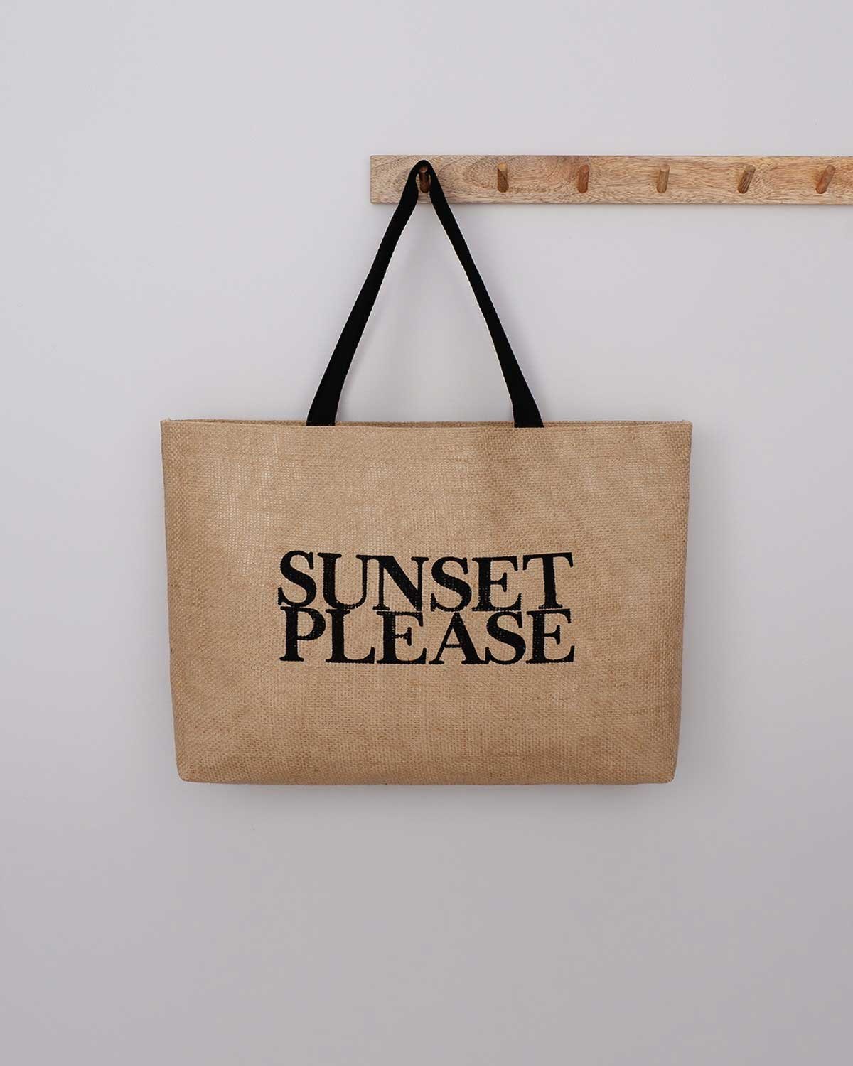 OCEAN HOME Sunset Please Baskılı Jüt Plaj Çantası