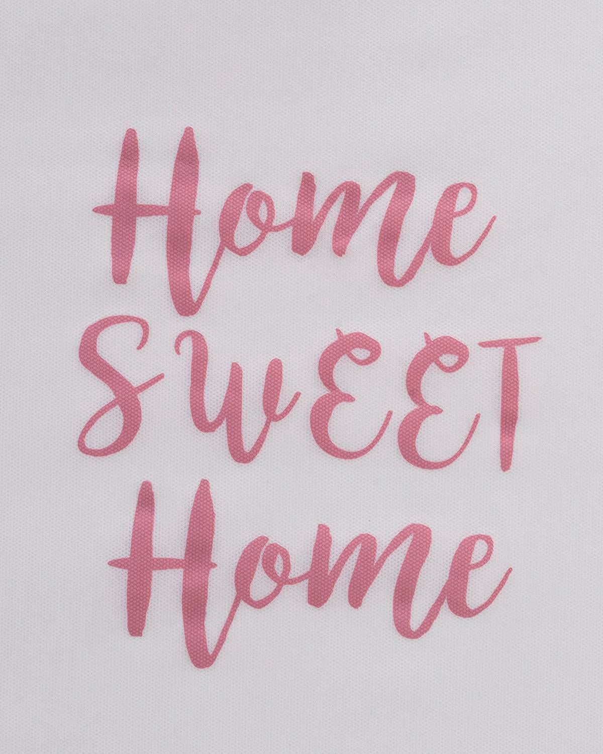 Ocean Home Textile 5'li Küçük Boy Pembe Çizgili Home Sweet Home Hurç Set 30 x 22 x 18 cm