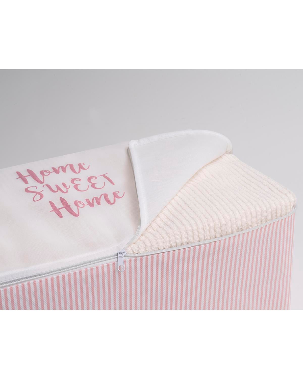 Ocean Home Textile 5'li Küçük Boy Pembe Çizgili Home Sweet Home Hurç Set 30 x 22 x 18 cm