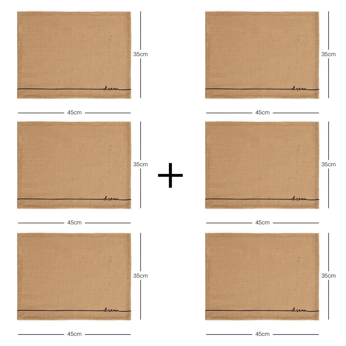 Ocean Home Textile 6'lı Dream Jüt Amerikan Servis Seti 45 x 35 cm