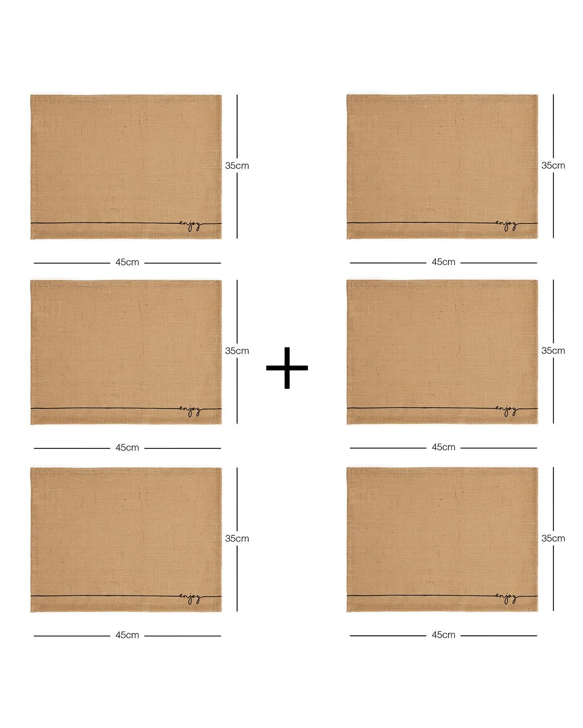 Ocean Home Textile 6'lı Enjoy Jüt Amerikan Servis Seti 45 x 35 cm