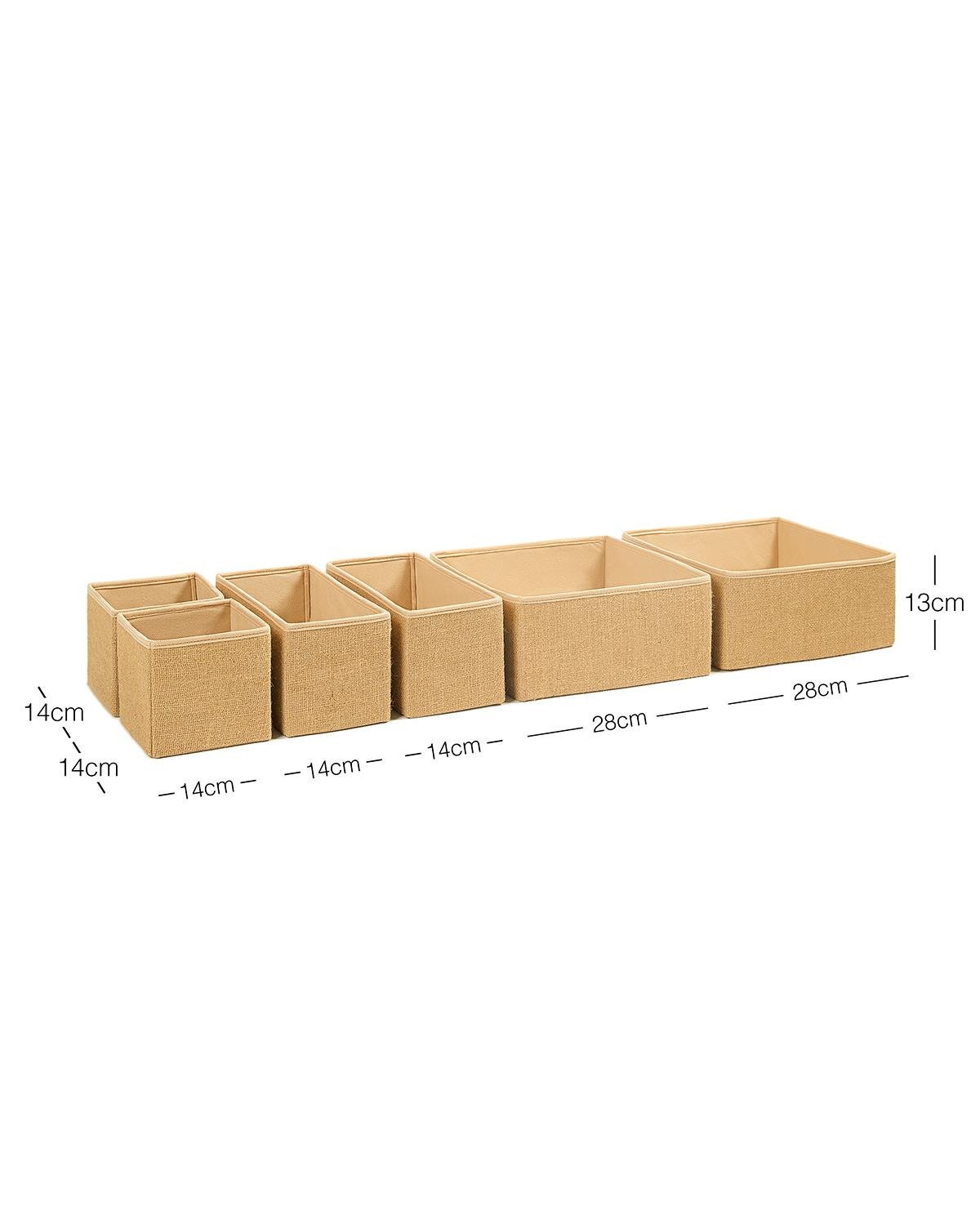 Ocean Home Textile 6'lı Jüt Çekmece İçi Düzenleyici Kutu 2 Adet 28 x 28 x 13 / 2 Adet 28 x 13 x 13 / 2 Adet 14 x 14 x 13 cm
