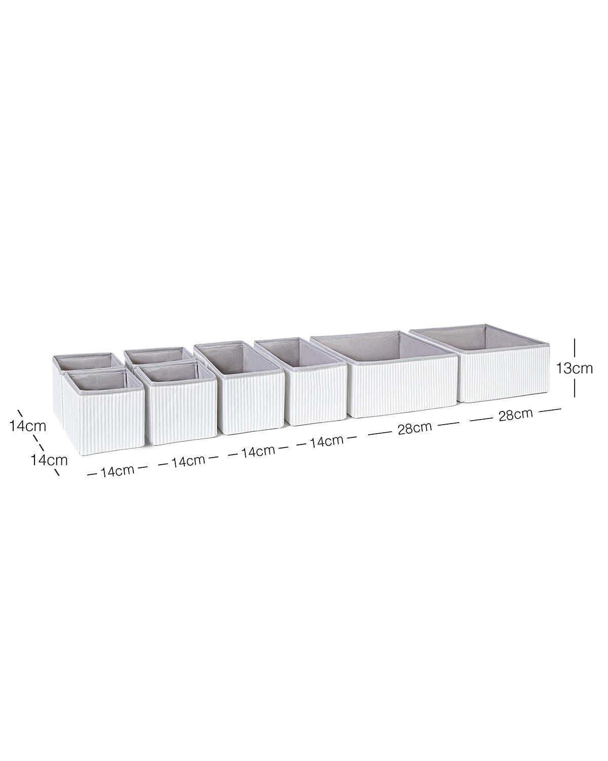 Ocean Home Textile 8'li Gri Çizgili Çekmece İçi Düzenleyici Kutu Set 2 Adet 28 x 28 x 13 / 2 Adet 28 x 13 x 13 / 4 Adet 14 x 14 x 13 cm
