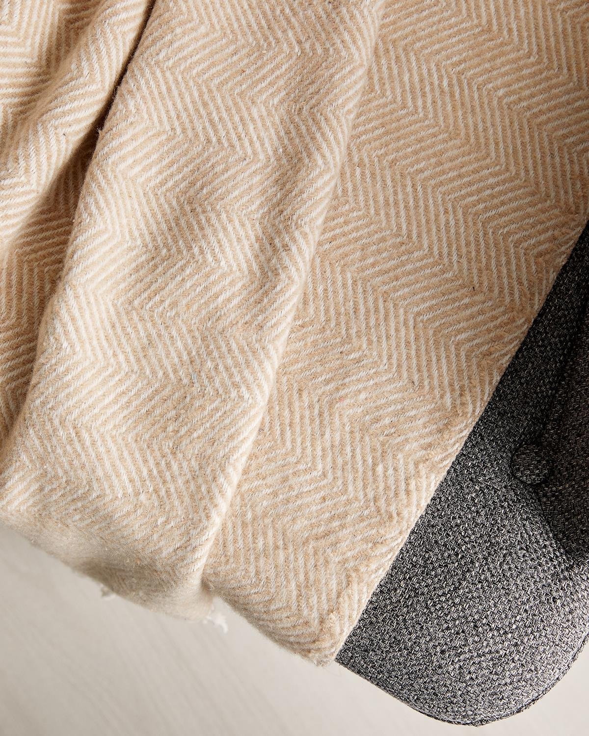 Ocean Home Textile Bej Balıksırtı Pamuklu Tv Battaniyesi 130 x 170 cm