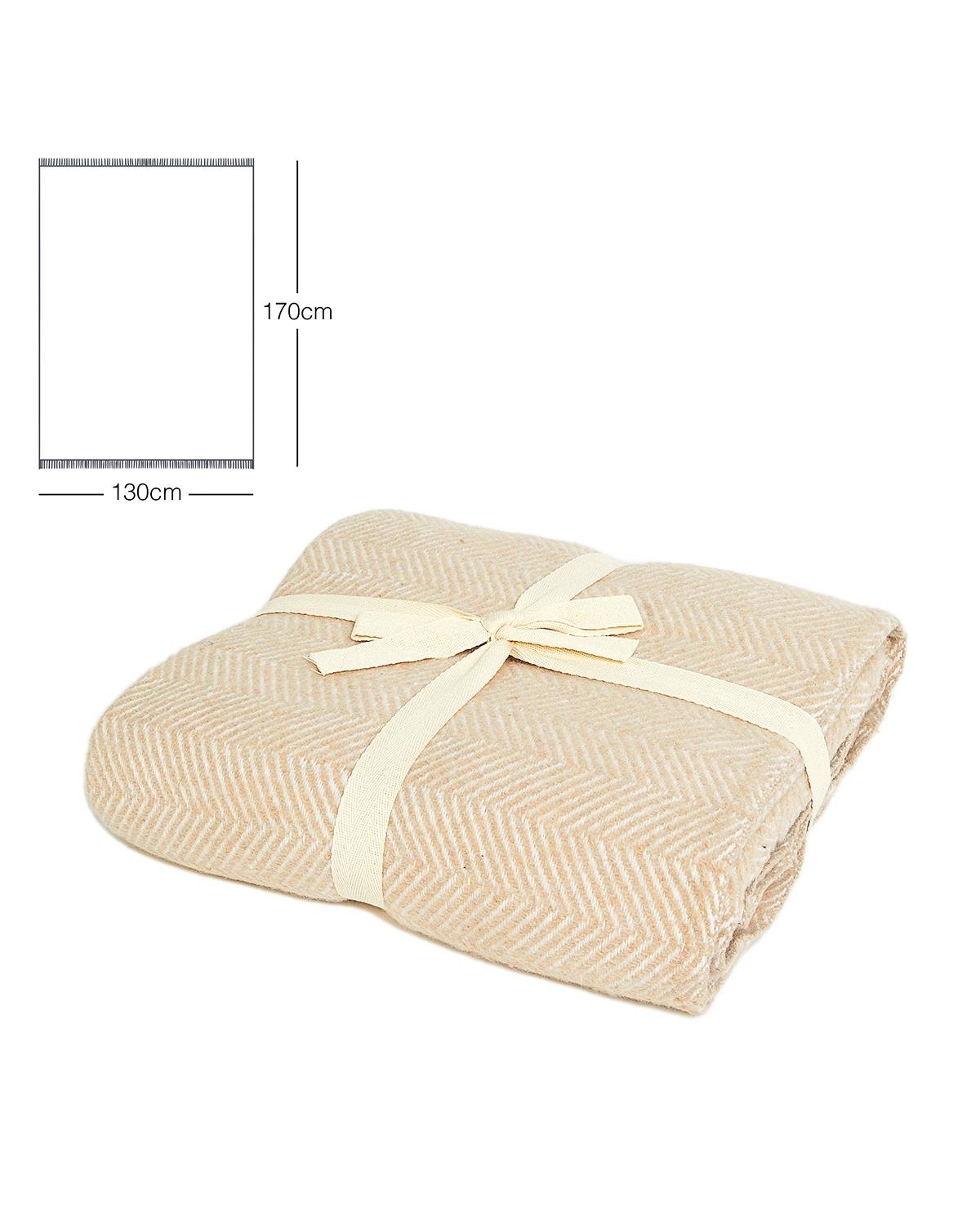 Ocean Home Textile Bej Balıksırtı Pamuklu Tv Battaniyesi 130 x 170 cm