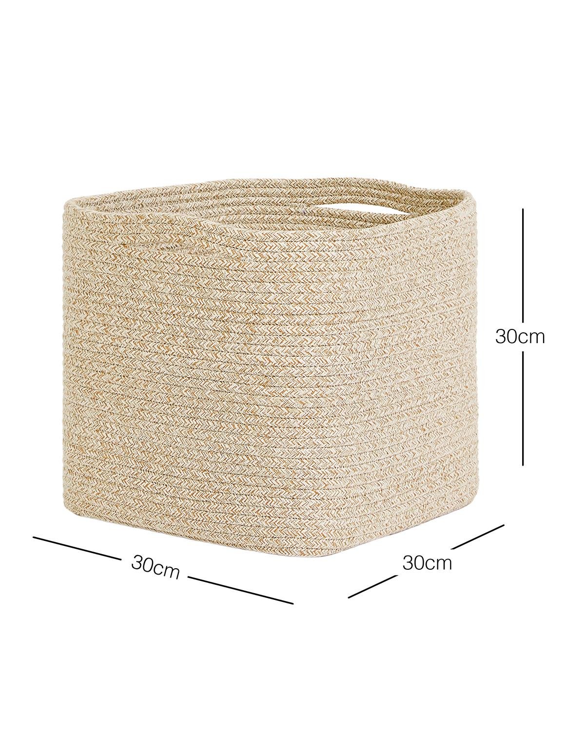 Ocean Home Textile Bej Kırçıllı Pamuklu Sepet 30 x 30 x 30 cm