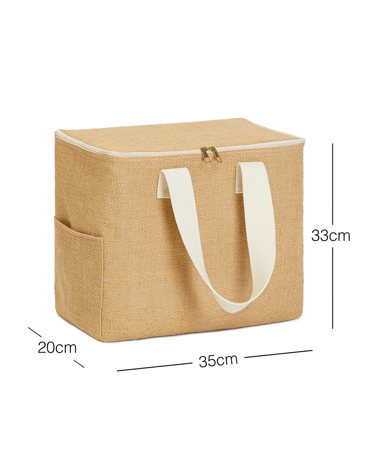 Ocean Home Textile Büyük Boy Jüt Soğuk Tutucu Çanta 35 x 33 x 20 cm