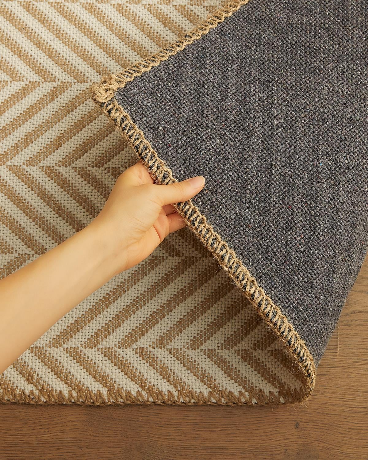 Ocean Home Textile Ekru Renk Balıksırtı Jüt Paspas 50 x 70 cm