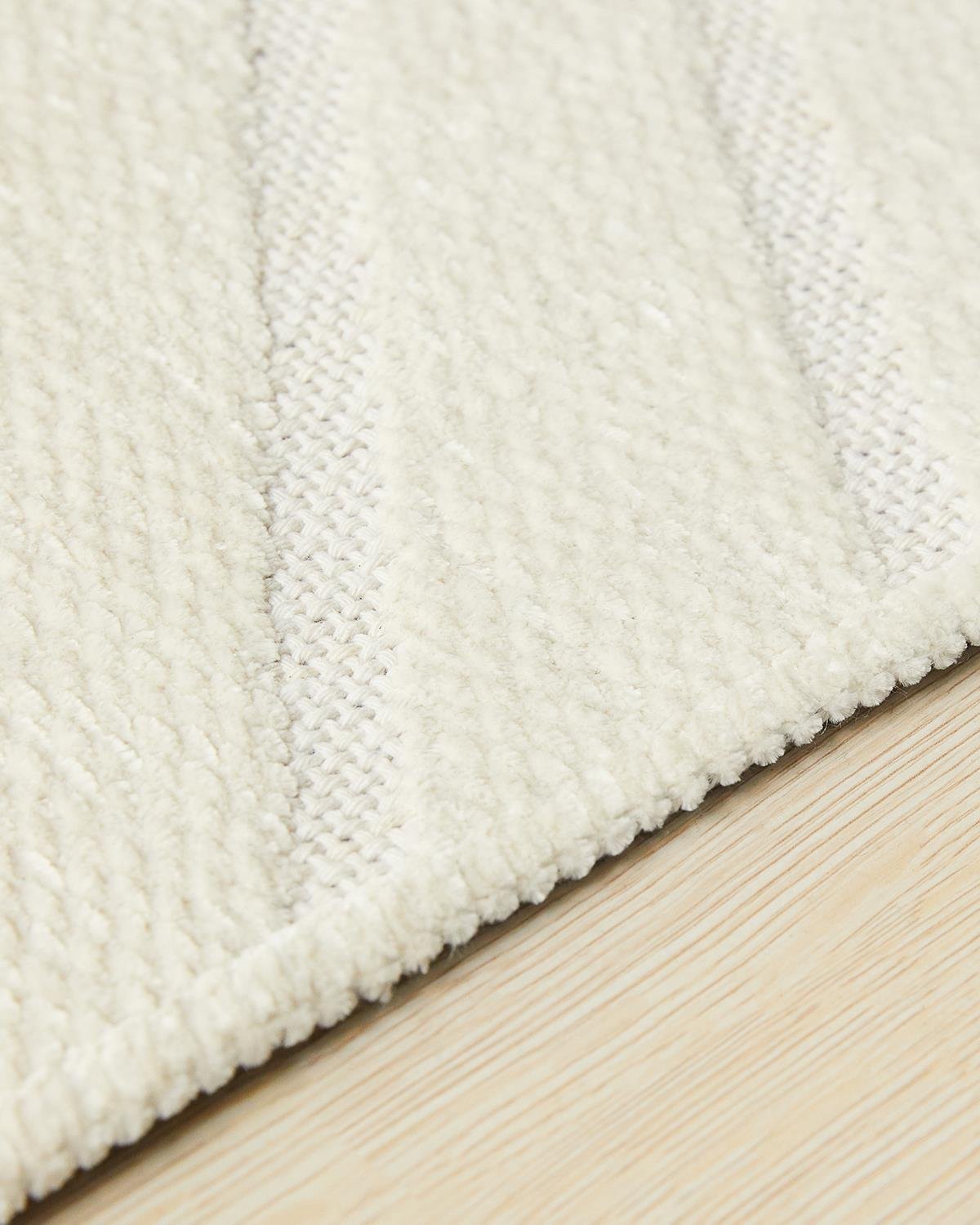 Ocean Home Textile Ekru Renk Dalga Desenli Şönil Halı Kilim 160 x 230 cm