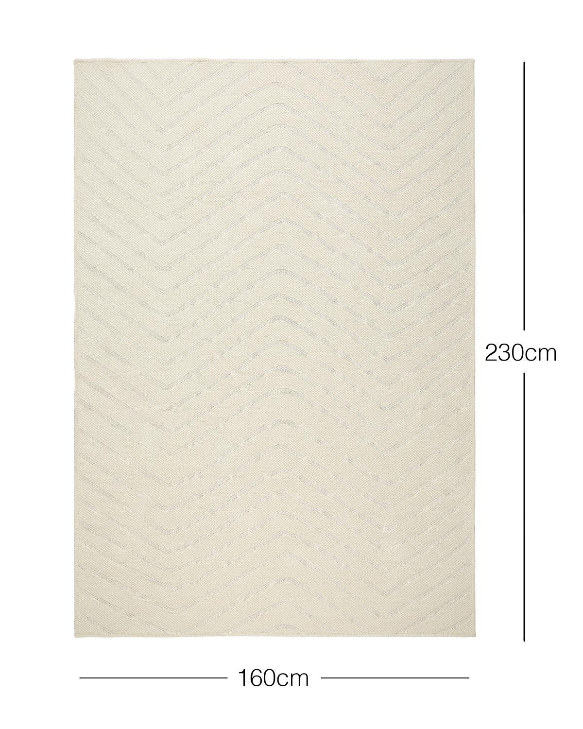 Ocean Home Textile Ekru Renk Dalga Desenli Şönil Halı Kilim 160 x 230 cm