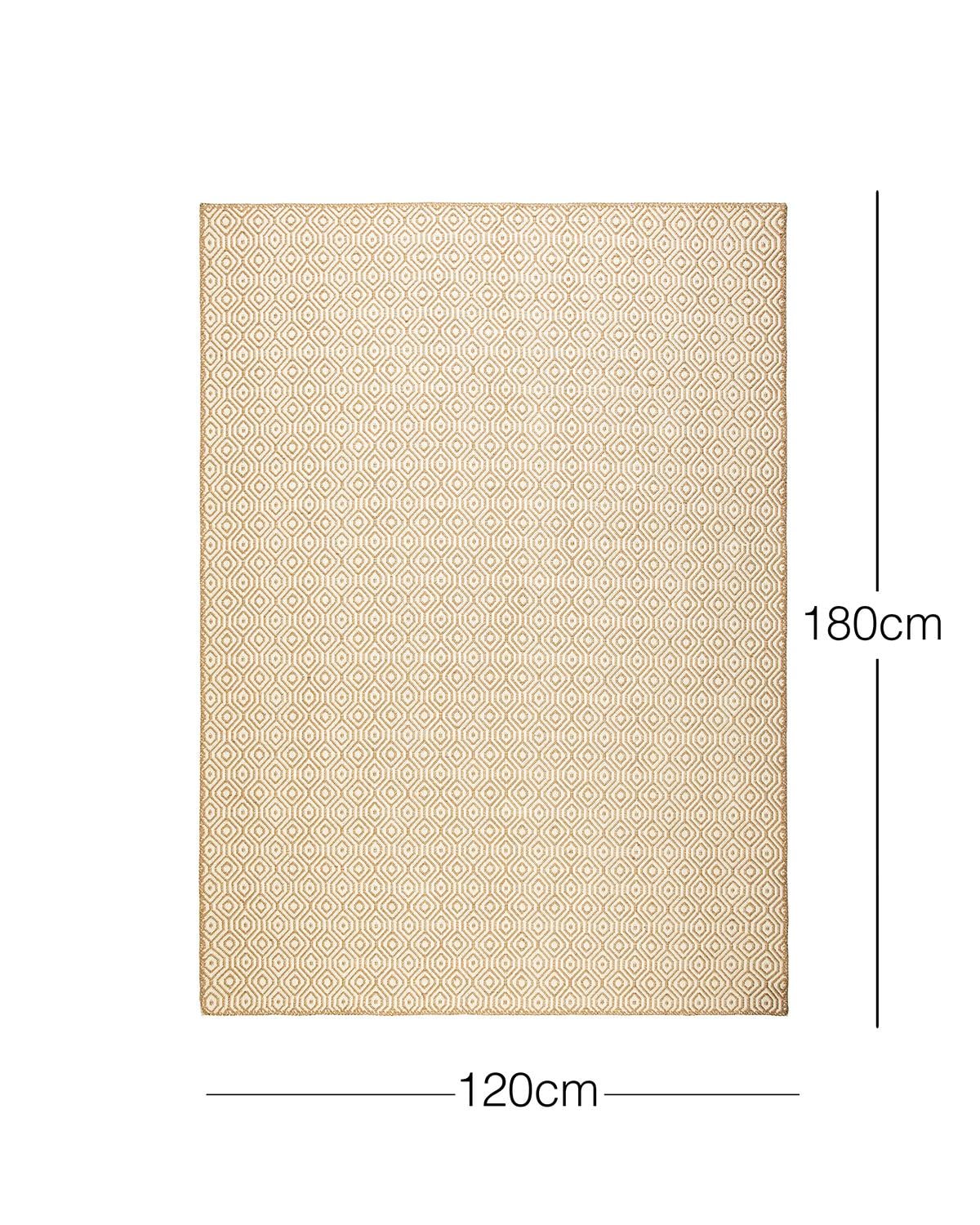 Ocean Home Textile Ekru Renk Karo Desenli Jüt Halı Kilim 120 x 180 cm