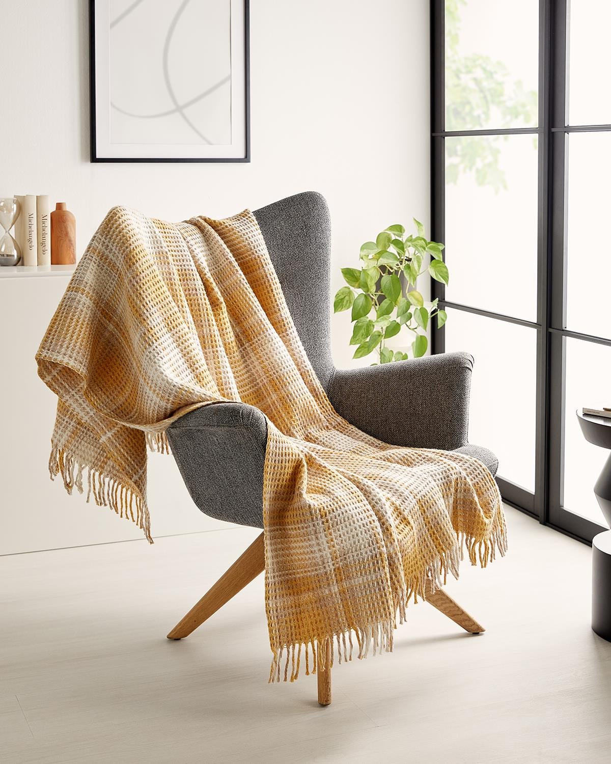 Ocean Home Textile Hardal Ekose Pamuklu Tv Battaniyesi 130 x 170 cm