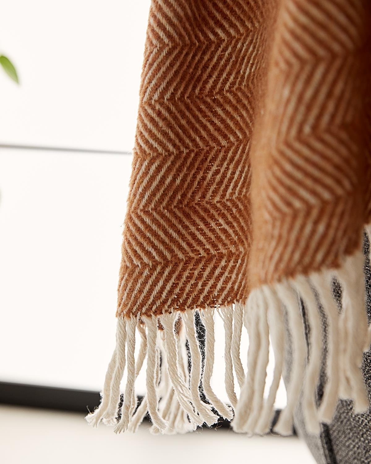 Ocean Home Textile Kahve Balıksırtı Pamuklu Tv Battaniyesi 130 x 170 cm