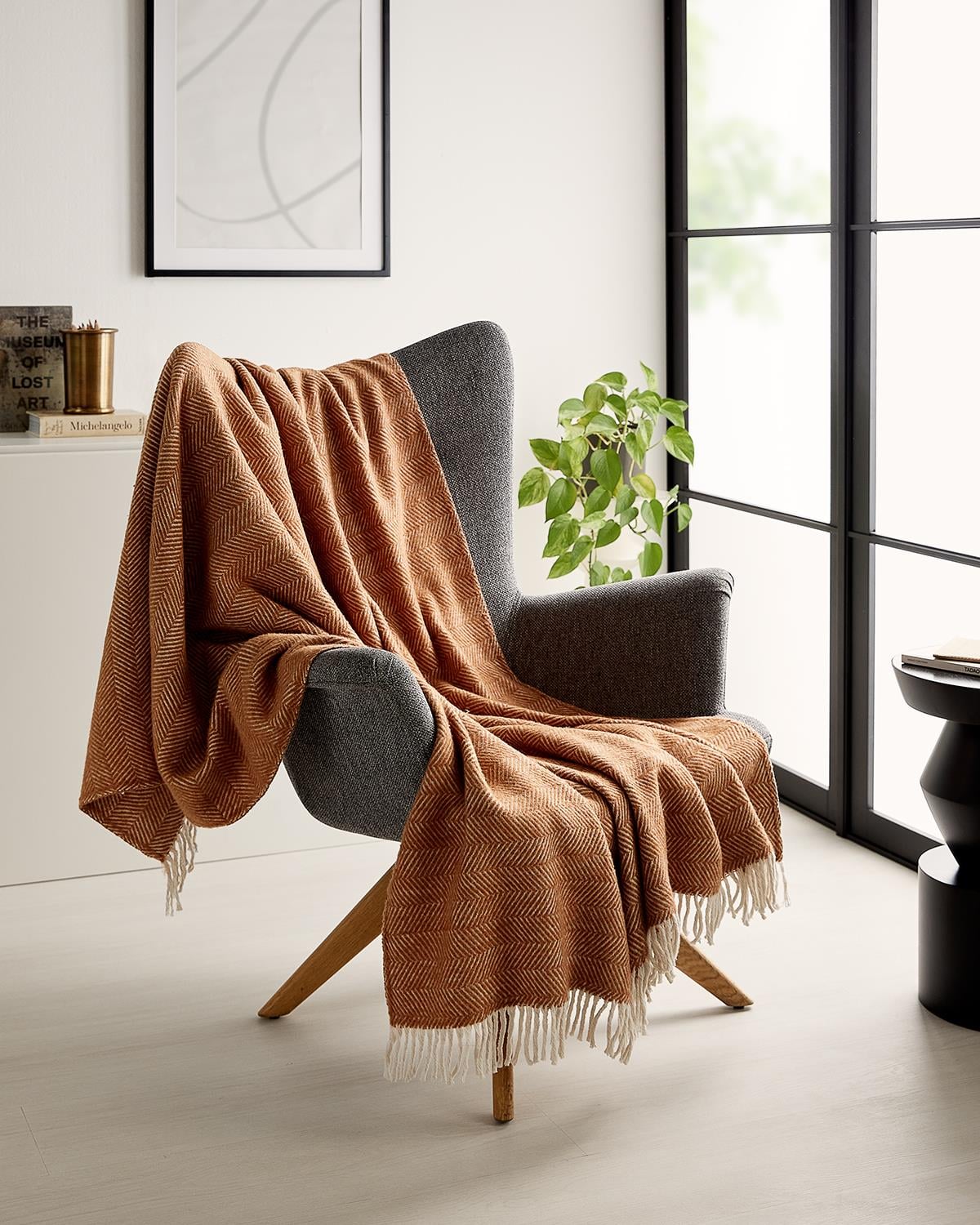 Ocean Home Textile Kahve Balıksırtı Pamuklu Tv Battaniyesi 130 x 170 cm