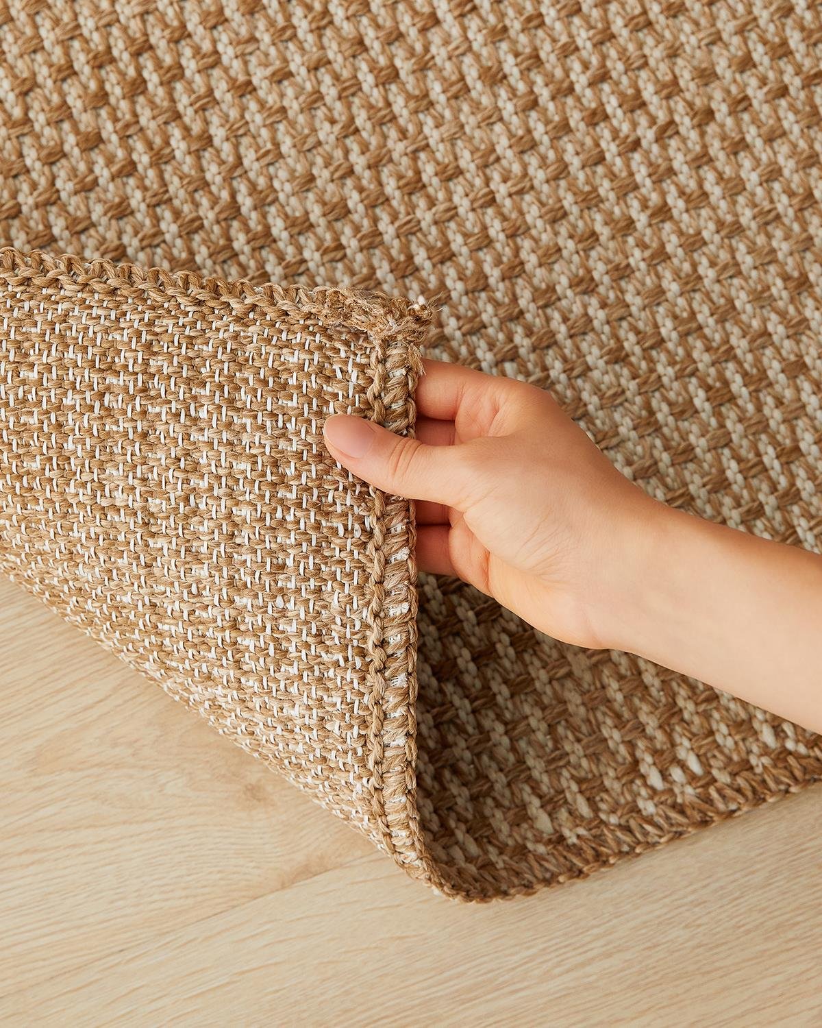 Ocean Home Textile Yıkanabilir Jüt Görünümlü Ekru Naturel Renk Hasır Desenli Halı Kilim 160 x 230 cm
