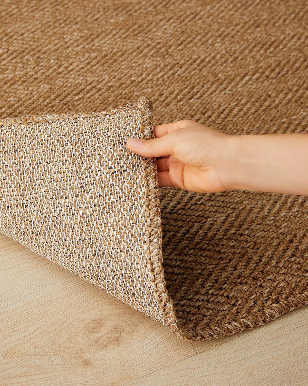 Ocean Home Textile Yıkanabilir Jüt Görünümlü Naturel Renk Balıksırtı Halı Kilim 160 x 230 cm