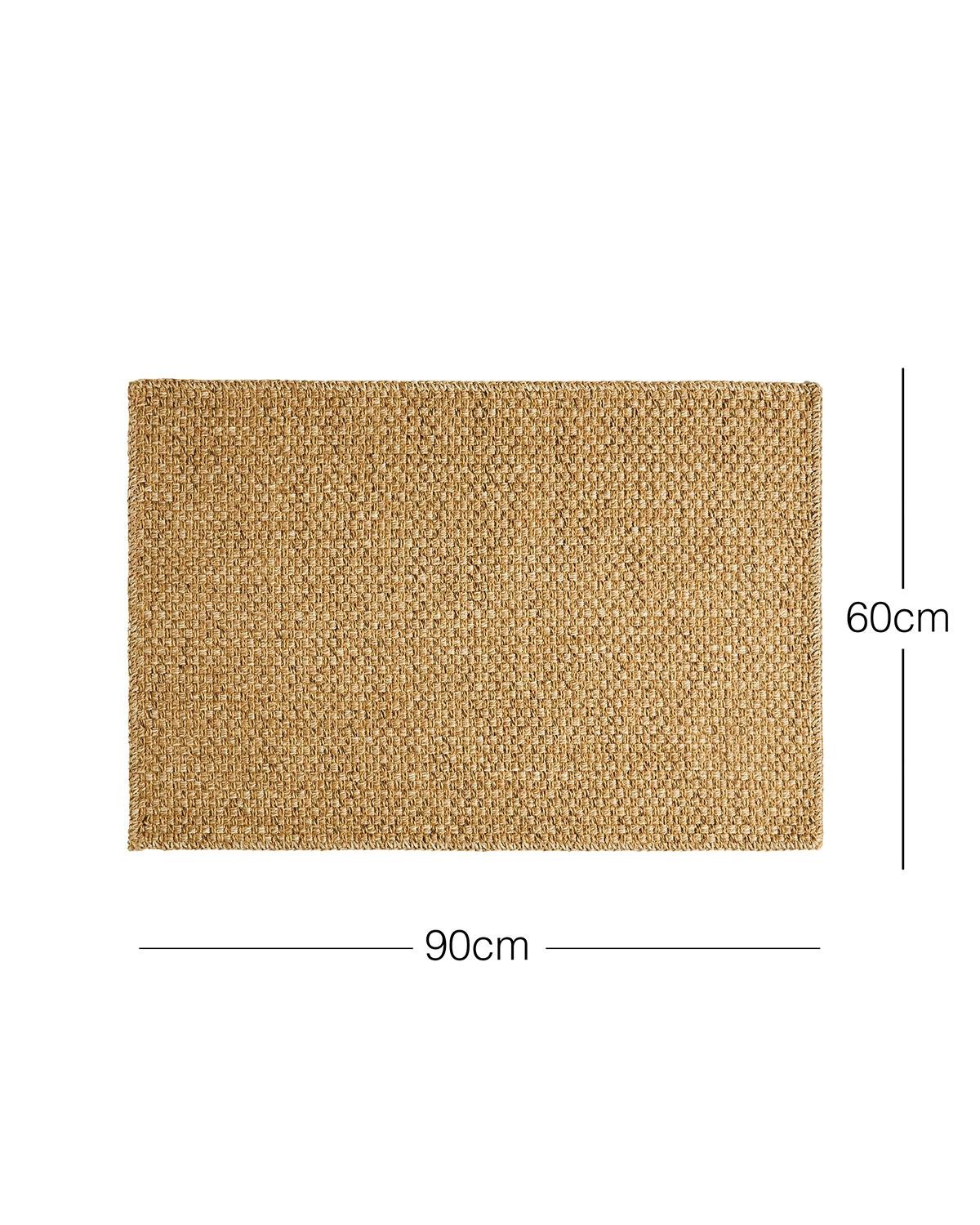 Ocean Home Textile Yıkanabilir Jüt Görünümlü Naturel Renk Hasır Desenli Paspas 60 x 90 cm