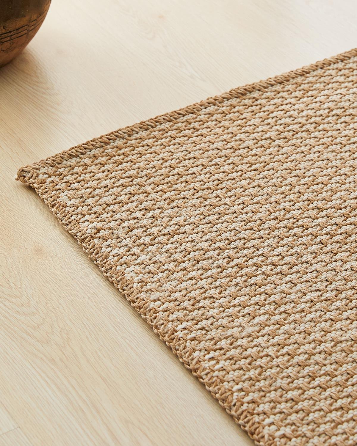 Ocean Home Textile Yıkanabilir Jüt Görünümlü Ekru Naturel Renk Hasır Desenli Halı Kilim 160 x 230 cm