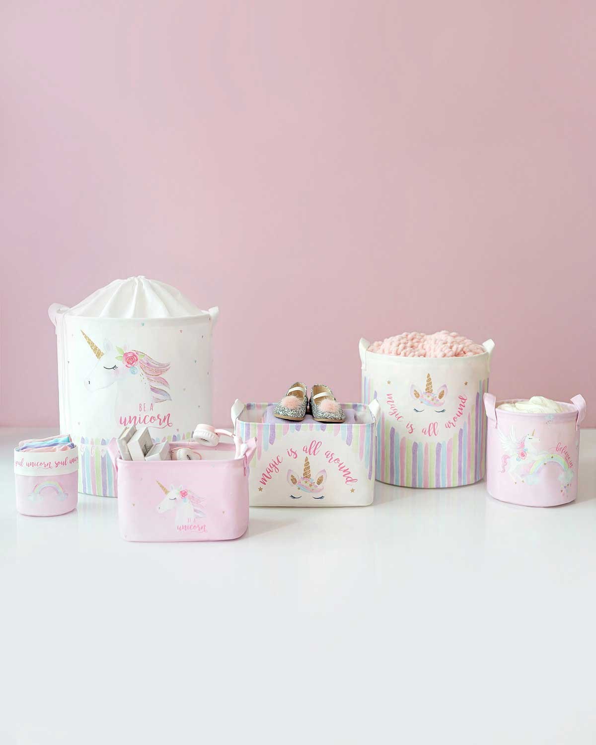 OCEAN HOME Unicorn Baskılı Çocuk Odası Sepeti // 24x17x14