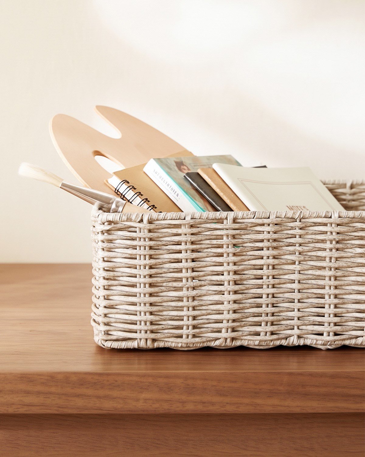 Yıkanabilir Gri PP Rattan Sepet 33 x 23 x 11 cm