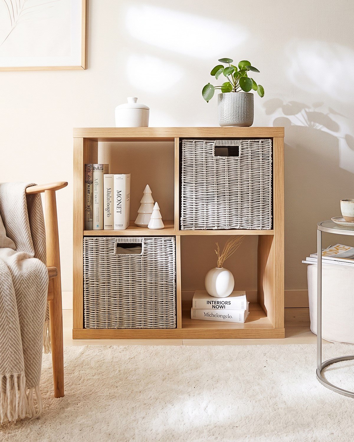 Yıkanabilir Gri PP Rattan Sepet 33 x 33 x 33 cm