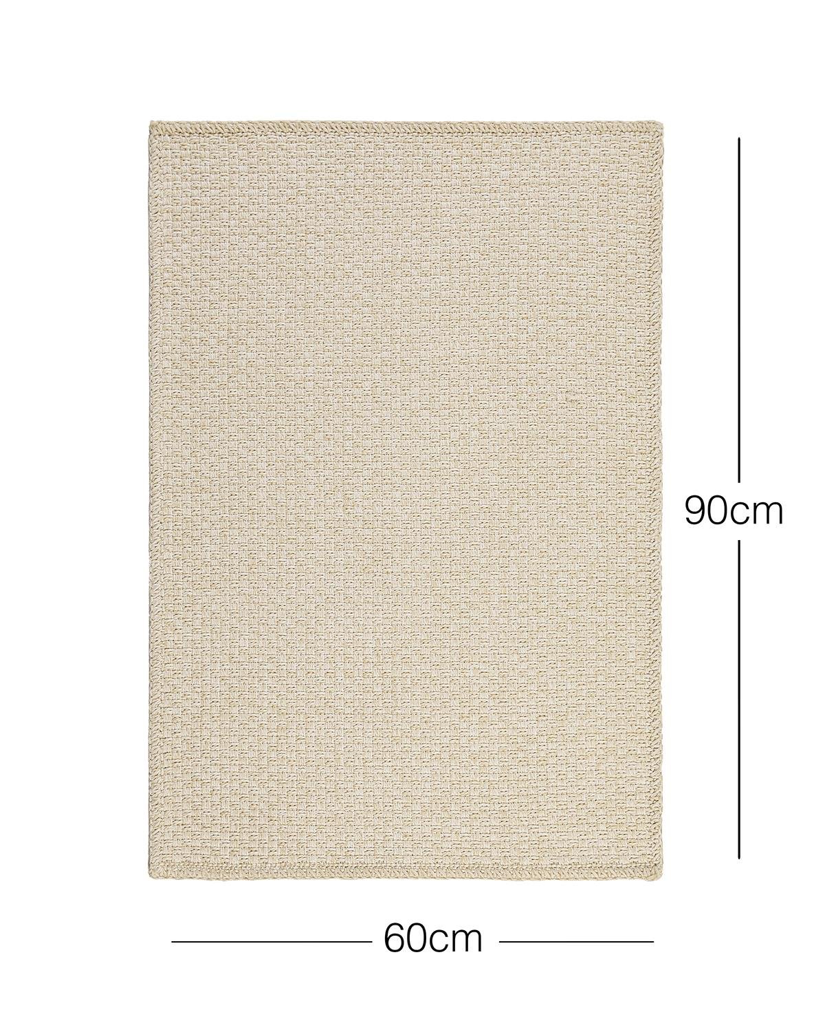 Yıkanabilir Jüt Görünümlü Krem Renk Hasır Desenli Paspas 60 x 90 cm