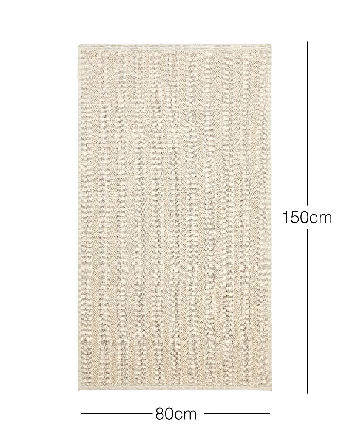 Yıkanabilir Pamuklu Ekru Renk Çizgi Desen Kilim 80 x 150 cm