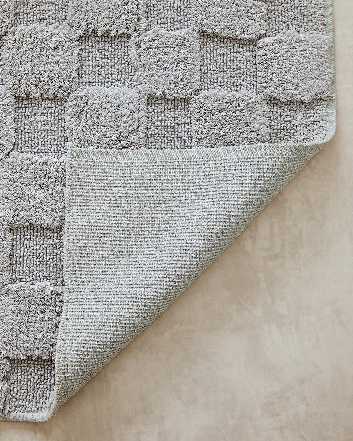 Yıkanabilir Pamuklu Gri Renk Dama Desen Paspas 60 x 90 cm