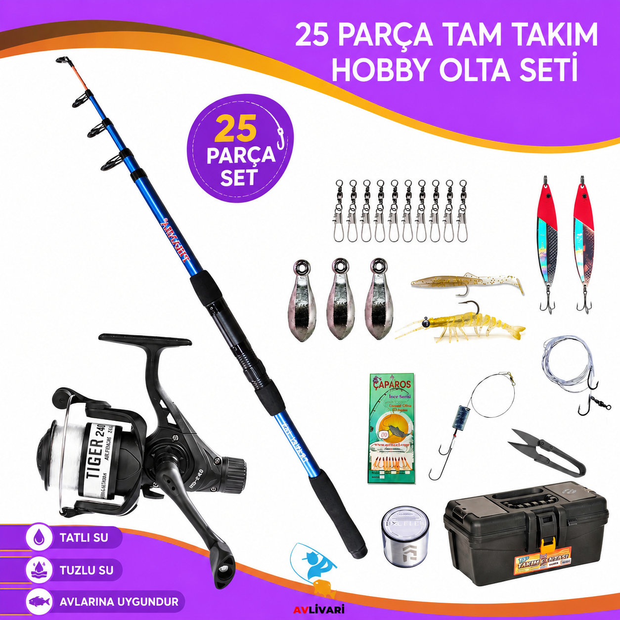 Avlivari Piranha Travel 240 Cm Olta Kamışı TIGER RD-240 4000 Makine Full Hobi Olta Seti