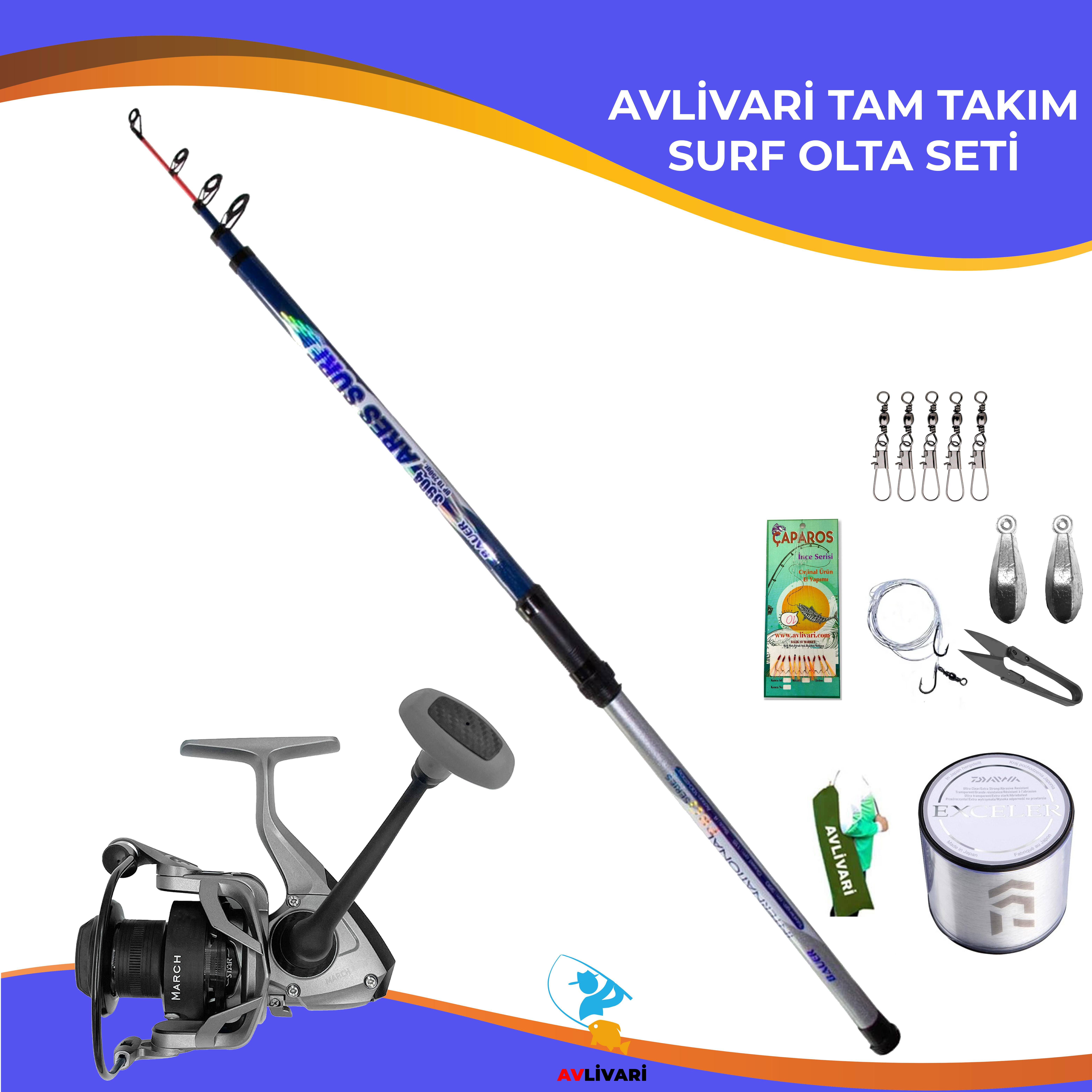 Bauer Ares 420 cm 100-250Gr - Albastar March 6000 Tam takım Kıyı Hobi Surf Olta Seti
