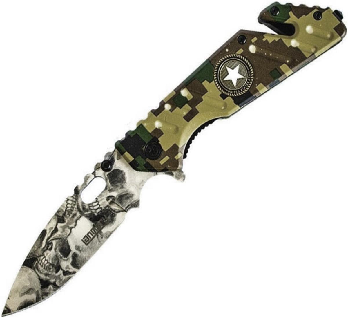 Lanmark Y-30 Kamuflaj ve Kurukafa Desenli Çakı