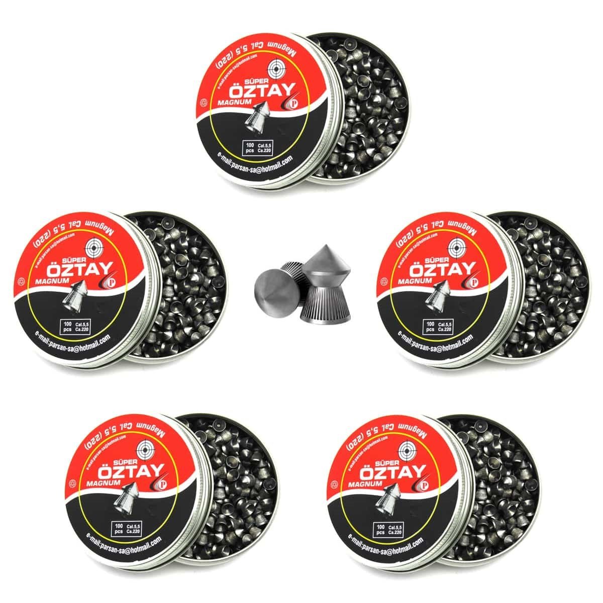 ÖZTAY Magnum 5.5 mm Havalı Tüfek Mermisi 100 Pcs ( 5 ' li Paket )