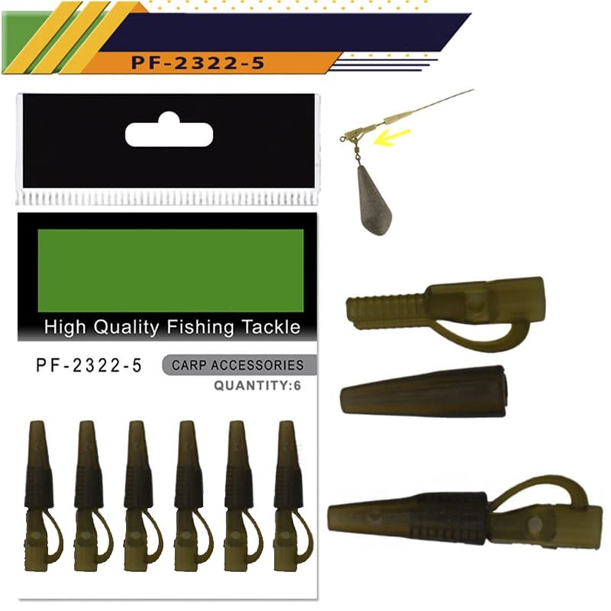 Portfish 2322-5 Safety Lead Clip and Tail Rubber 6 Adet Sazan Ağırlık Taşıma Aparatı