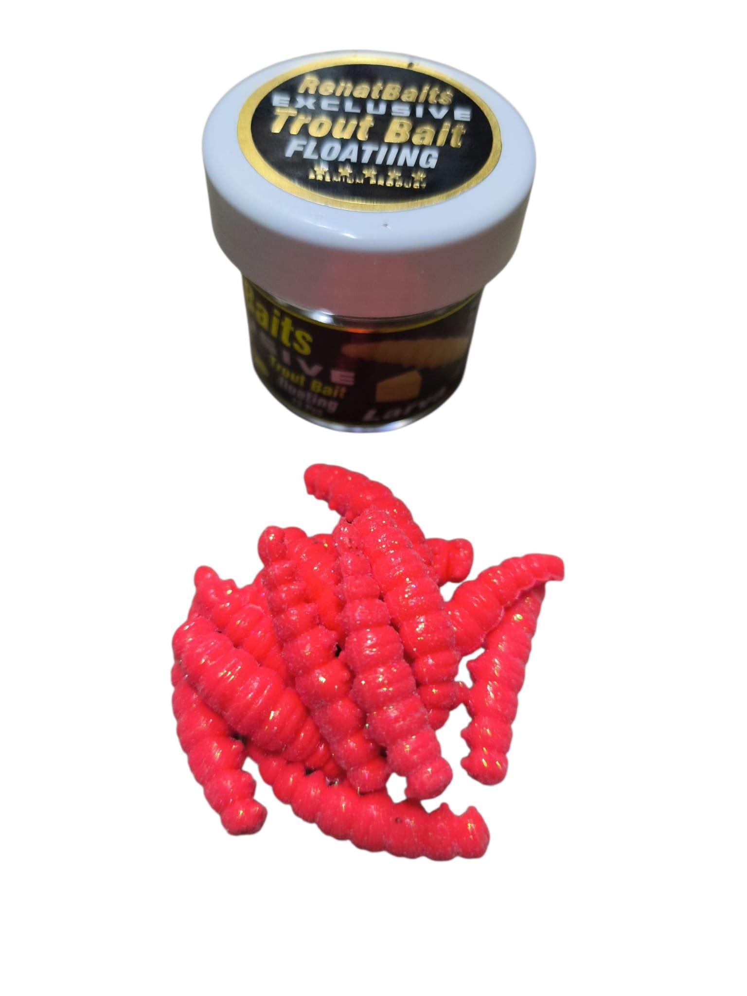 Renat Trout Bait Peynir Kokulu Silikon Larva Alabalık Yemi Kırmızı