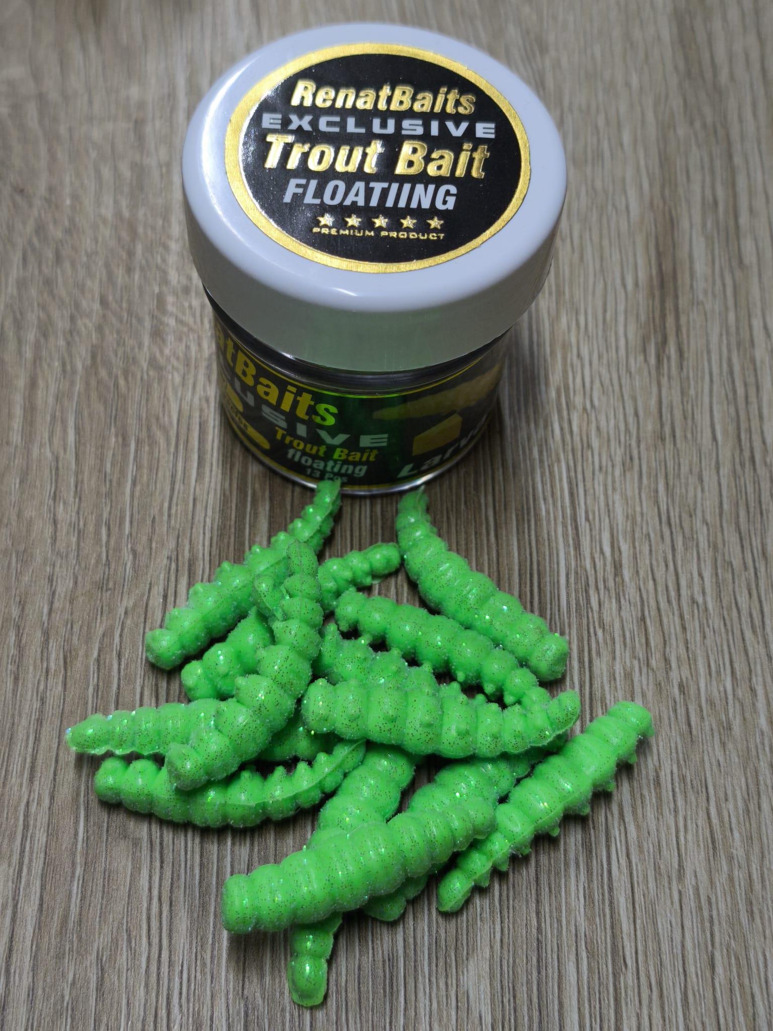 Renat Trout Bait Peynir Kokulu Silikon Larva Alabalık Yemi Yeşil