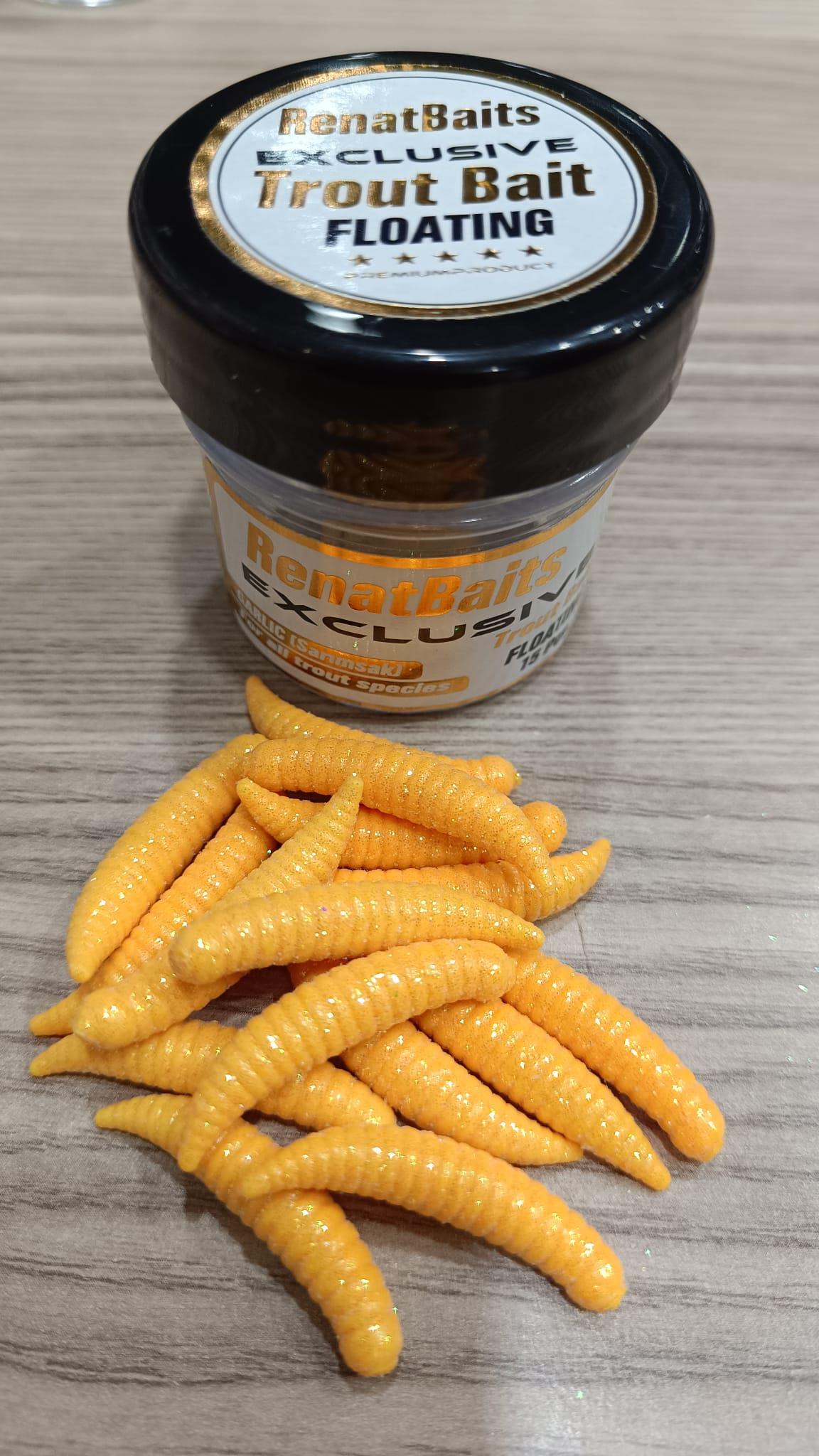 Renat Trout Bait Sarımsak Kokulu Silikon Kurtçuk Alabalık Yemi 15 Pcs - Sarı