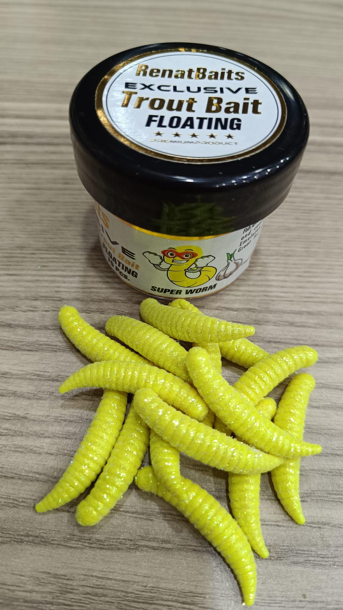 Renat Trout Bait Sarımsak Kokulu Silikon Kurtçuk Alabalık Yemi 15 Pcs - Limon Yeşil