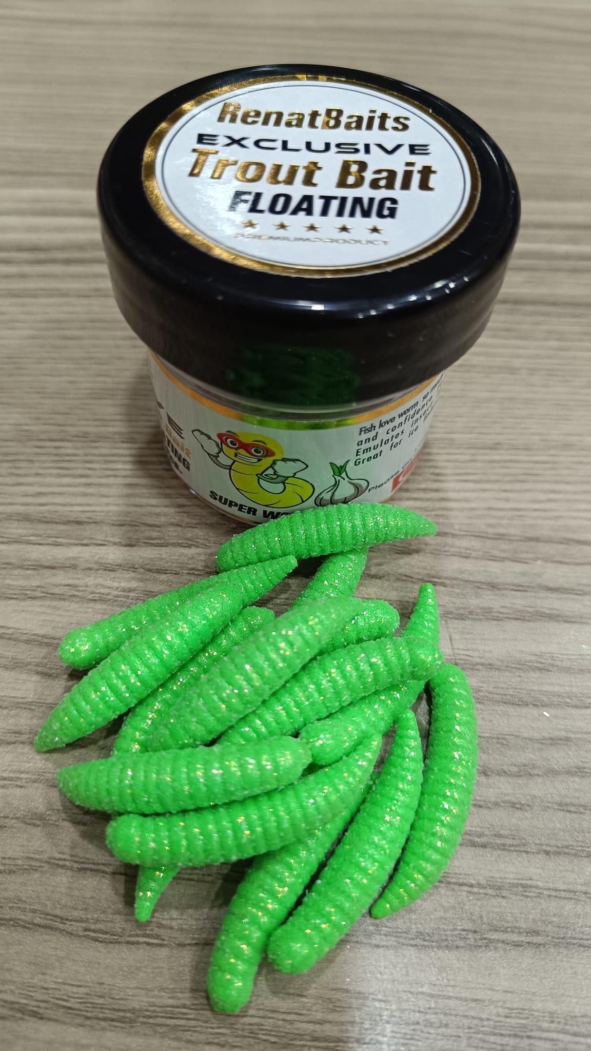 Renat Trout Bait Sarımsak Kokulu Silikon Kurtçuk Alabalık Yemi 15 Pcs - Yeşil