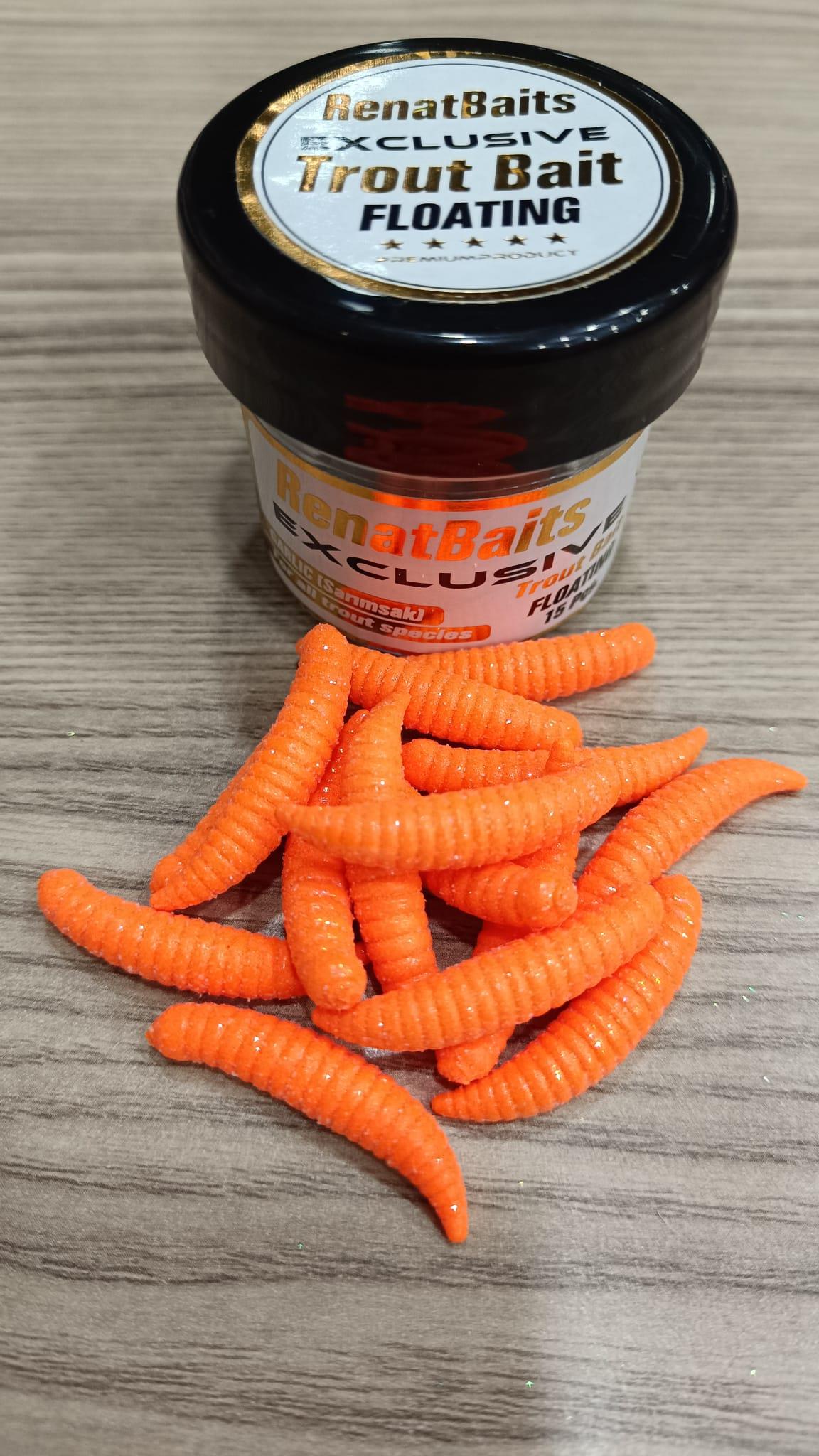 Renat Trout Bait Sarımsak Kokulu Silikon Kurtçuk Alabalık Yemi 15 Pcs - Turuncu