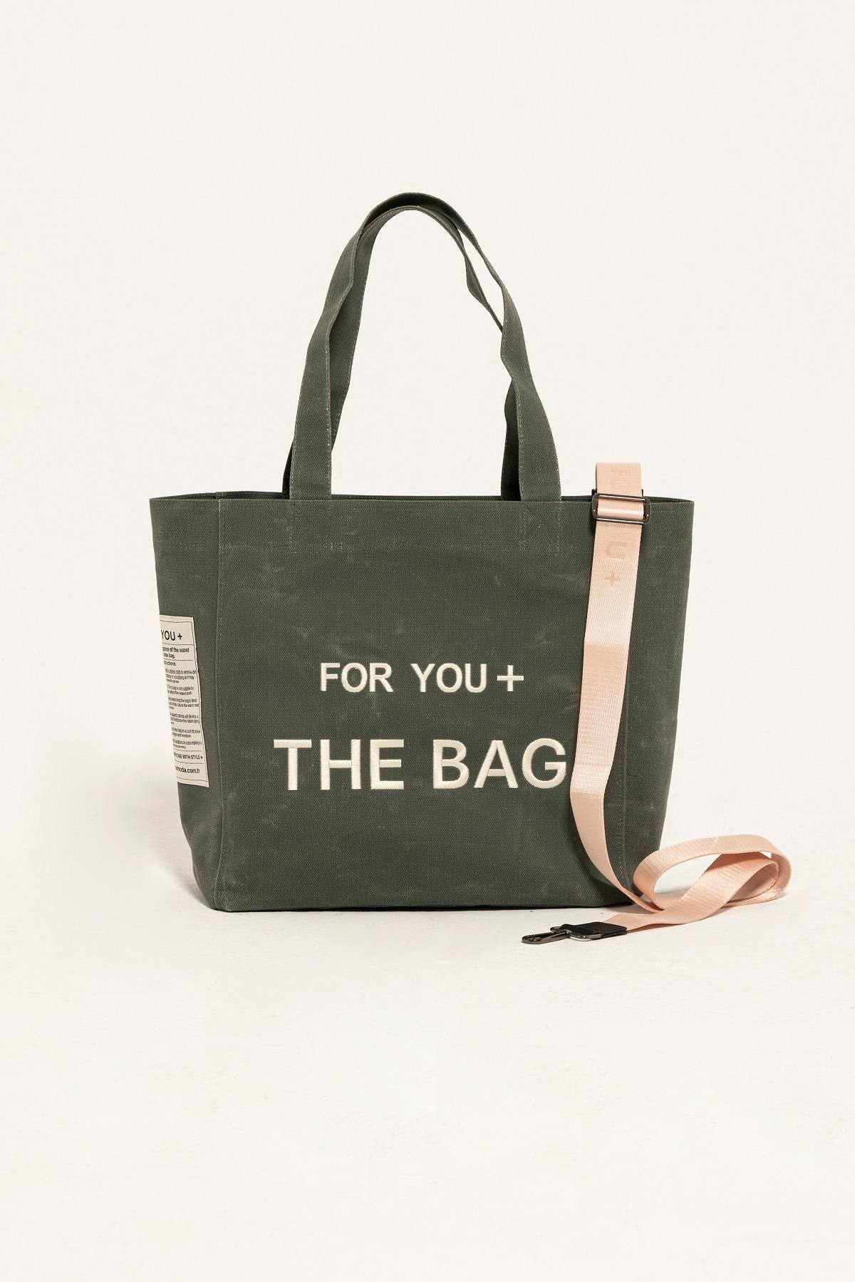 For You Accessorises Kanvas Büyük Boy Haki Çanta For You Accessorises Kanvas Büyük Boy Haki Çanta