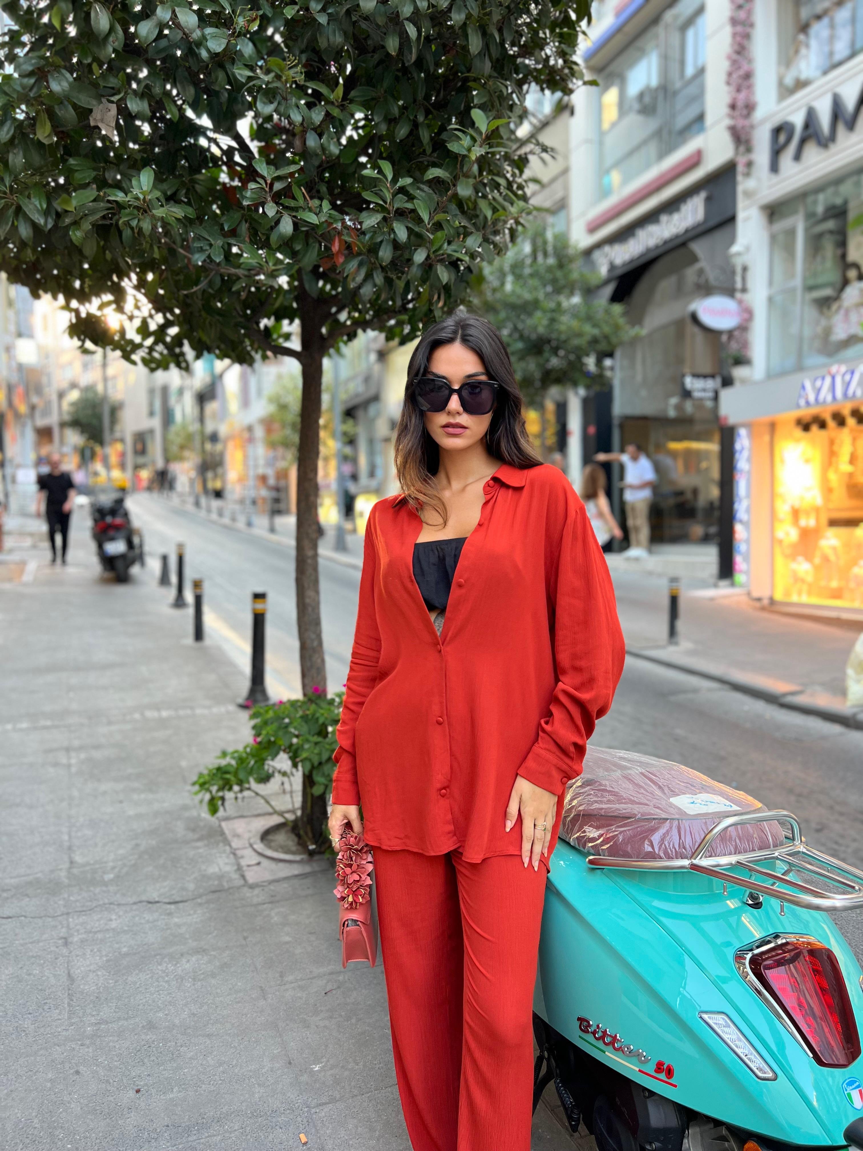 For You İn&Out 3 lü Viskon İçeride&Dışarıda Krinkıl Bustiyerli Kiremit Takım  For You İn&Out 3'lü Viskon Krinkıl Bustiyerli Kiremit Takım