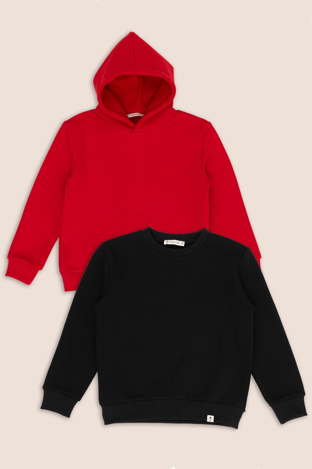 For You Kids 2'li Kırmız Kapişonlu Siyah Bisiklet Yaka Kız Çocuk Sweatshirt For You Kids 2'li Kırmız Kapişonlu Siyah Bisiklet Yaka Kız Çocuk Sweatshirt