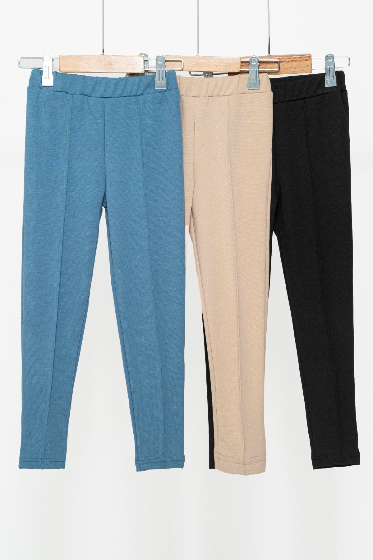 3'lü Çımalı Mavi Taş Siyah Likralı İnterlok Tayt  For You Kids 3'lü Çımalı Mavi Taş Siyah Likralı İnterlok Tayt 